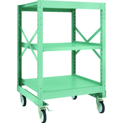 TRUSCO R3型ボルト式中量棚W900XD900XH1400 3段 Φ150 ゴムキャスター付 R3-4393-G150 1台(1個)（直送品）