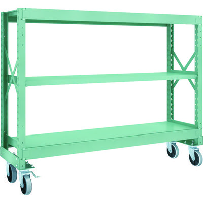 TRUSCO R3型ボルト式中量棚W1800XD500XH1400 3段 Φ150 ウレタンキャスター付 R3-4653-U150（直送品）