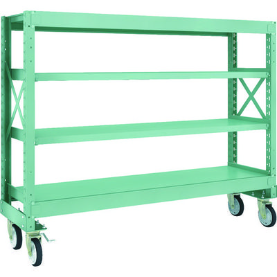 TRUSCO R3型ボルト式中量棚W1800XD500XH1400 4段 Φ150 ゴムキャスター付 R3-4654-G150 1台(1個)（直送品）