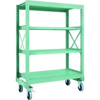 TRUSCO R3型ボルト式中量棚W1200XD600XH1700 4段 Φ150 ウレタンキャスター付 R3-5464-U150（直送品）