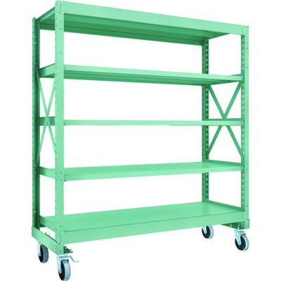 TRUSCO R3型ボルト式中量棚W1800XD600XH2000 5段 Φ150 ウレタンキャスター付 R3-6665-U150（直送品）