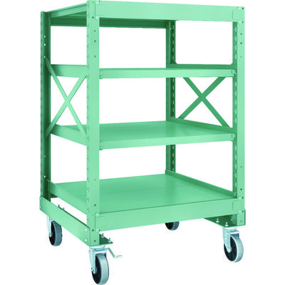 TRUSCO R3型ボルト式中量棚W900XD900XH1400 4段 Φ150 ウレタンキャスター付 R3-4394-U150（直送品）