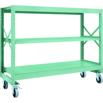 TRUSCO R3型ボルト式中量棚W1800XD600XH1400 3段 Φ150 ウレタンキャスター付 R3-4663-U150（直送品）