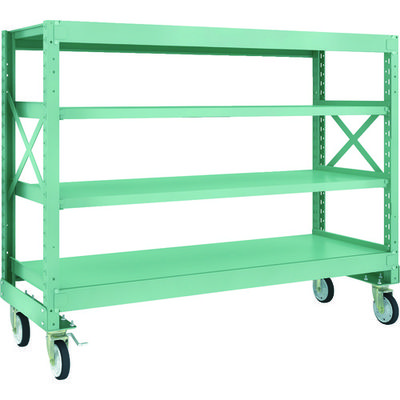 TRUSCO R3型ボルト式中量棚W1800XD600XH1400 4段 Φ150 ゴムキャスター付 R3-4664-G150 1台(1個)（直送品）