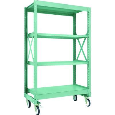 TRUSCO R3型ボルト式中量棚W1200XD600XH2000 4段 Φ150 ゴムキャスター付 R3-6464-G150 1台(1個)（直送品）