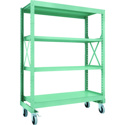 TRUSCO R3型ボルト式中量棚W1500XD600XH2000 4段 Φ150 ウレタンキャスター付 R3-6564-U150（直送品）