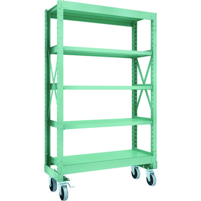 TRUSCO R3型ボルト式中量棚W1200XD500XH2000 5段 Φ150 ウレタンキャスター付 R3-6455-U150（直送品）