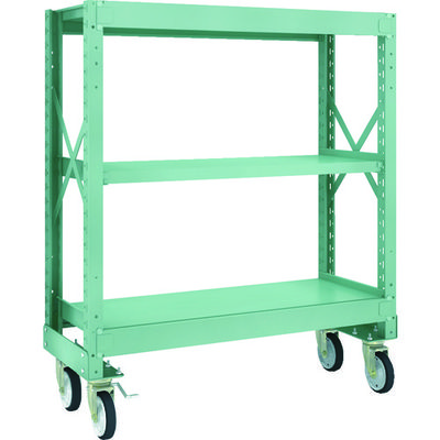 TRUSCO R3型ボルト式中量棚W1200XD500XH1400 3段 Φ150 ゴムキャスター付 R3-4453-G150 1台(1個)（直送品）