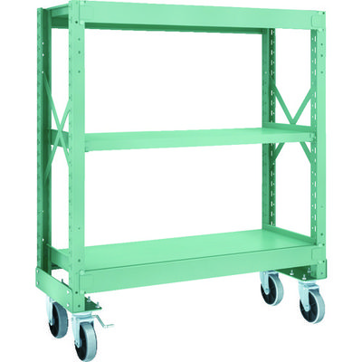TRUSCO R3型ボルト式中量棚W1200XD500XH1400 3段 Φ150 ウレタンキャスター付 R3-4453-U150（直送品）