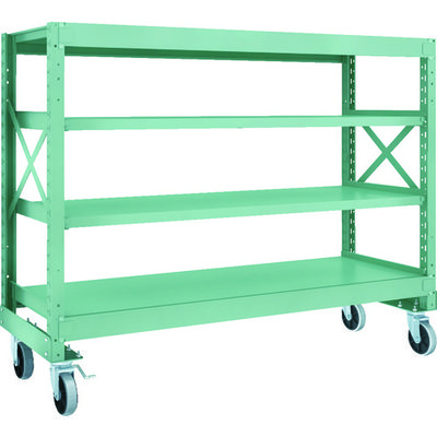 TRUSCO R3型ボルト式中量棚W1800XD600XH1400 4段 Φ150 ウレタンキャスター付 R3-4664-U150（直送品）