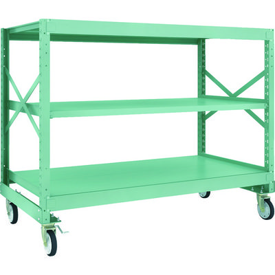 TRUSCO R3型ボルト式中量棚W1800XD900XH1400 3段 Φ150 ゴムキャスター付 R3-4693-G150 1台(1個)（直送品）