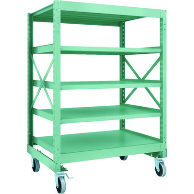 TRUSCO R3型ボルト式中量棚W1200XD900XH1700 5段 Φ150 ウレタンキャスター付 R3-5495-U150（直送品）