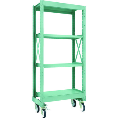 TRUSCO R3型ボルト式中量棚W900XD500XH2000 4段 Φ150 ゴムキャスター付 R3-6354-G150 1台(1個)（直送品）