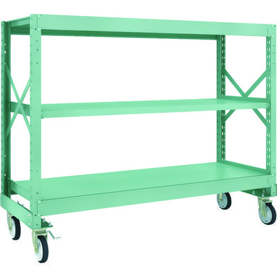 TRUSCO R3型ボルト式中量棚W1800XD600XH1400 3段 Φ150 ゴムキャスター付 R3-4663-G150 1台(1個)（直送品）