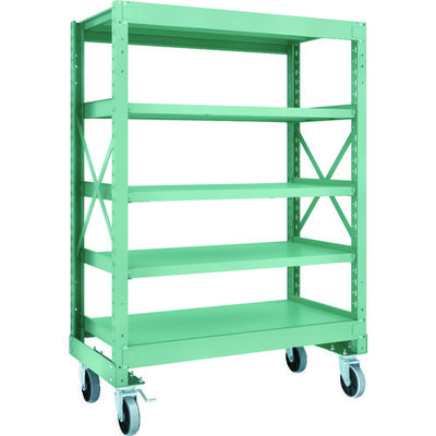 TRUSCO R3型ボルト式中量棚W1200XD600XH1700 5段 Φ150 ウレタンキャスター付 R3-5465-U150（直送品）