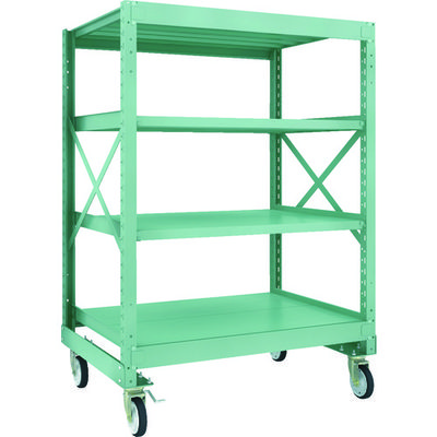 TRUSCO R3型ボルト式中量棚W1200XD900XH1700 4段 Φ150 ゴムキャスター付 R3-5494-G150 1台(1個)（直送品）