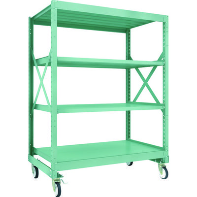 TRUSCO R3型ボルト式中量棚W1500XD900XH2000 4段 Φ150 ゴムキャスター付 R3-6594-G150 1台(1個)（直送品）