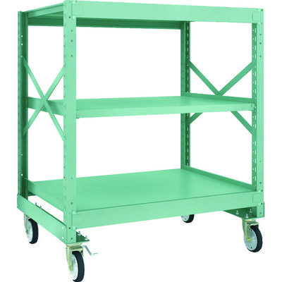 TRUSCO R3型ボルト式中量棚W1200XD900XH1400 3段 Φ150 ゴムキャスター付 R3-4493-G150 1台(1個)（直送品）