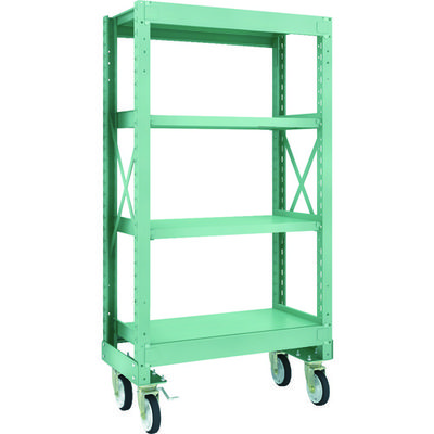 TRUSCO R3型ボルト式中量棚W900XD500XH1700 4段 Φ150 ゴムキャスター付 R3-5354-G150 1台(1個)（直送品）