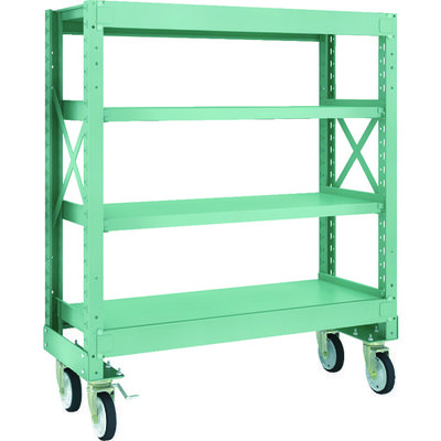 TRUSCO R3型ボルト式中量棚W1200XD500XH1400 4段 Φ150 ゴムキャスター付 R3-4454-G150 1台(1個)（直送品）