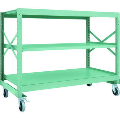 TRUSCO R3型ボルト式中量棚W1800XD900XH1400 3段 Φ150 ウレタンキャスター付 R3-4693-U150（直送品）