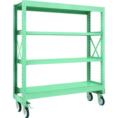 TRUSCO R3型ボルト式中量棚W1500XD500XH1700 4段 Φ150 ゴムキャスター付 R3-5554-G150 1台(1個)（直送品）