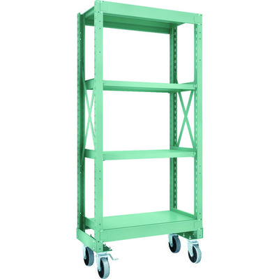 TRUSCO R3型ボルト式中量棚W900XD500XH2000 4段 Φ150 ウレタンキャスター付 R3-6354-U150（直送品）