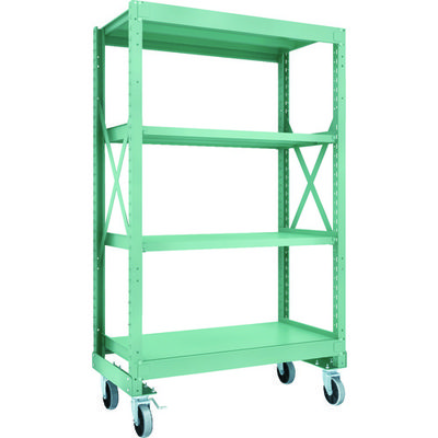 TRUSCO R3型ボルト式中量棚W1200XD600XH2000 4段 Φ150 ウレタンキャスター付 R3-6464-U150（直送品）