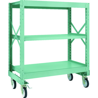 TRUSCO R3型ボルト式中量棚W1200XD600XH1400 3段 Φ150 ゴムキャスター付 R3-4463-G150 1台(1個)（直送品）