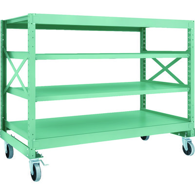 TRUSCO R3型ボルト式中量棚W1800XD900XH1400 4段 Φ150 ウレタンキャスター付 R3-4694-U150（直送品）