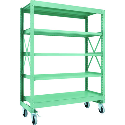 TRUSCO R3型ボルト式中量棚W1500XD600XH2000 5段 Φ150 ウレタンキャスター付 R3-6565-U150（直送品）