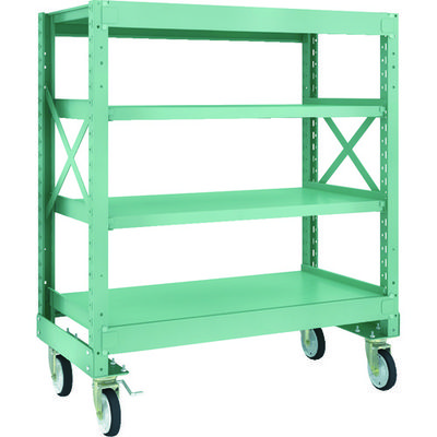 TRUSCO R3型ボルト式中量棚W1200XD600XH1400 4段 Φ150 ゴムキャスター付 R3-4464-G150 1台(1個)（直送品）