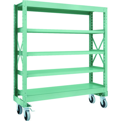 TRUSCO R3型ボルト式中量棚W1500XD500XH1700 5段 Φ150 ウレタンキャスター付 R3-5555-U150（直送品）