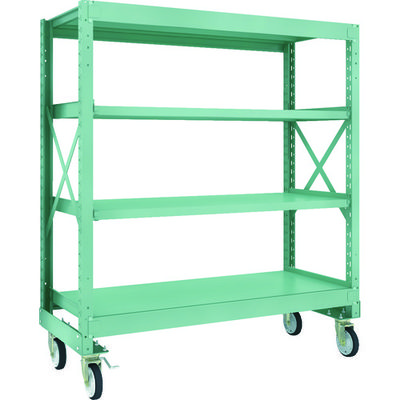 TRUSCO R3型ボルト式中量棚W1500XD600XH1700 4段 Φ150 ゴムキャスター付 R3-5564-G150 1台(1個)（直送品）