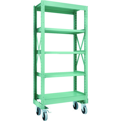 TRUSCO R3型ボルト式中量棚W900XD500XH2000 5段 Φ150 ウレタンキャスター付 R3-6355-U150（直送品）