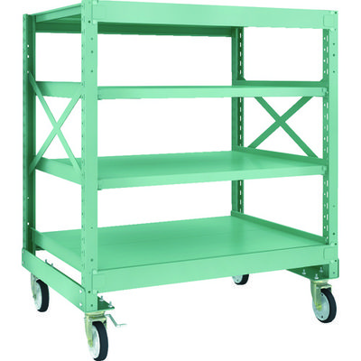 TRUSCO R3型ボルト式中量棚W1200XD900XH1400 4段 Φ150 ゴムキャスター付 R3-4494-G150 1台(1個)（直送品）