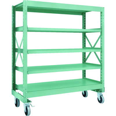 TRUSCO R3型ボルト式中量棚W1500XD600XH1700 5段 Φ150 ウレタンキャスター付 R3-5565-U150（直送品）