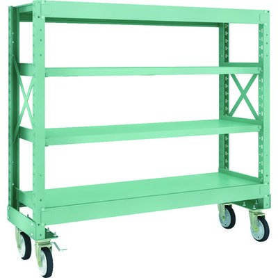 TRUSCO R3型ボルト式中量棚W1500XD500XH1400 4段 Φ150 ゴムキャスター付 R3-4554-G150 1台(1個)（直送品）