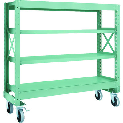TRUSCO R3型ボルト式中量棚W1500XD500XH1400 4段 Φ150 ウレタンキャスター付 R3-4554-U150（直送品）