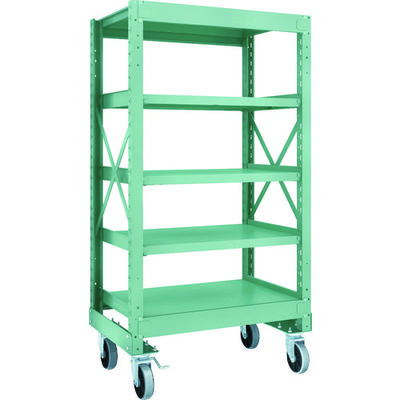 TRUSCO R3型ボルト式中量棚W900XD600XH1700 5段 Φ150 ウレタンキャスター付 R3-5365-U150（直送品）