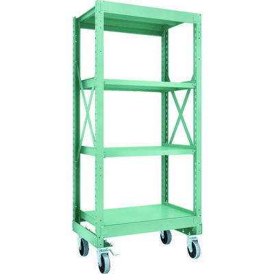 TRUSCO R3型ボルト式中量棚W900XD600XH2000 4段 Φ150 ウレタンキャスター付 R3-6364-U150（直送品）