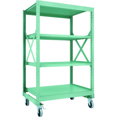 TRUSCO R3型ボルト式中量棚W1200XD900XH2000 4段 Φ150 ウレタンキャスター付 R3-6494-U150（直送品）