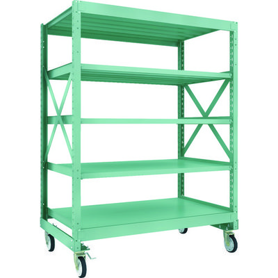 TRUSCO R3型ボルト式中量棚W1500XD900XH2000 5段 Φ150 ゴムキャスター付 R3-6595-G150 1台(1個)（直送品）