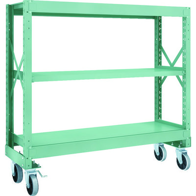 TRUSCO R3型ボルト式中量棚W1500XD500XH1400 3段 Φ150 ウレタンキャスター付 R3-4553-U150（直送品）