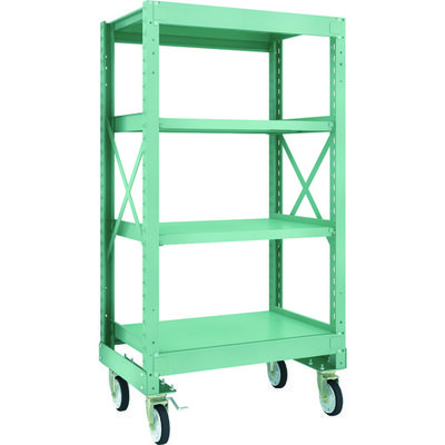 TRUSCO R3型ボルト式中量棚W900XD600XH1700 4段 Φ150 ゴムキャスター付 R3-5364-G150 1台(1個)（直送品）