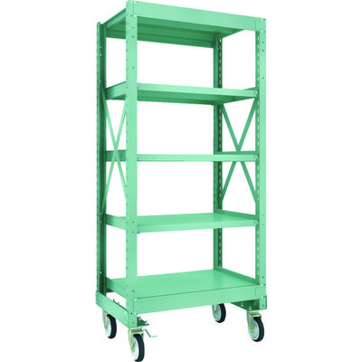 TRUSCO R3型ボルト式中量棚W900XD600XH2000 5段 Φ150 ゴムキャスター付 R3-6365-G150 1台(1個)（直送品）