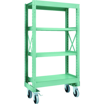 TRUSCO R3型ボルト式中量棚W900XD500XH1700 4段 Φ150 ウレタンキャスター付 R3-5354-U150（直送品）