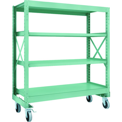 TRUSCO R3型ボルト式中量棚W1500XD600XH1700 4段 Φ150 ウレタンキャスター付 R3-5564-U150（直送品）