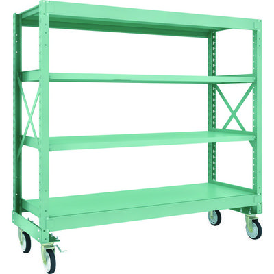TRUSCO R3型ボルト式中量棚W1800XD600XH1700 4段 Φ150 ゴムキャスター付 R3-5664-G150 1台(1個)（直送品）