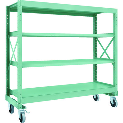 TRUSCO R3型ボルト式中量棚W1800XD600XH1700 4段 Φ150 ウレタンキャスター付 R3-5664-U150（直送品）